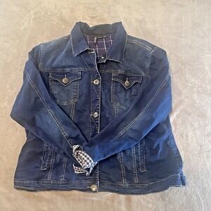 Ethyl Denim Jean Jacket Womens size XXL Fannel Lined